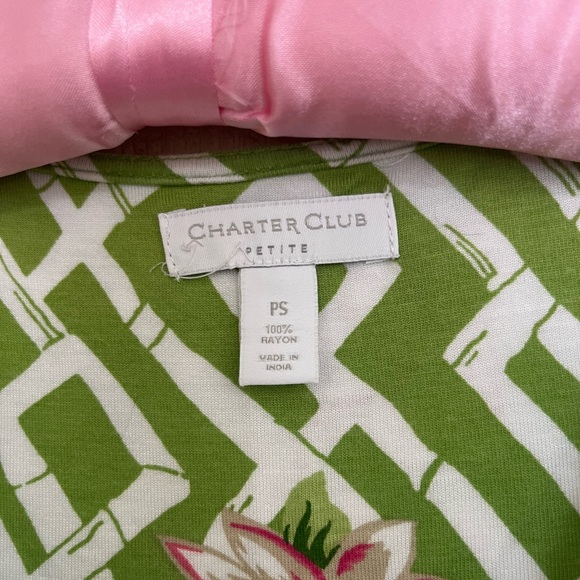 Charter Club Green and White Floral Top - Picture 3 of 3